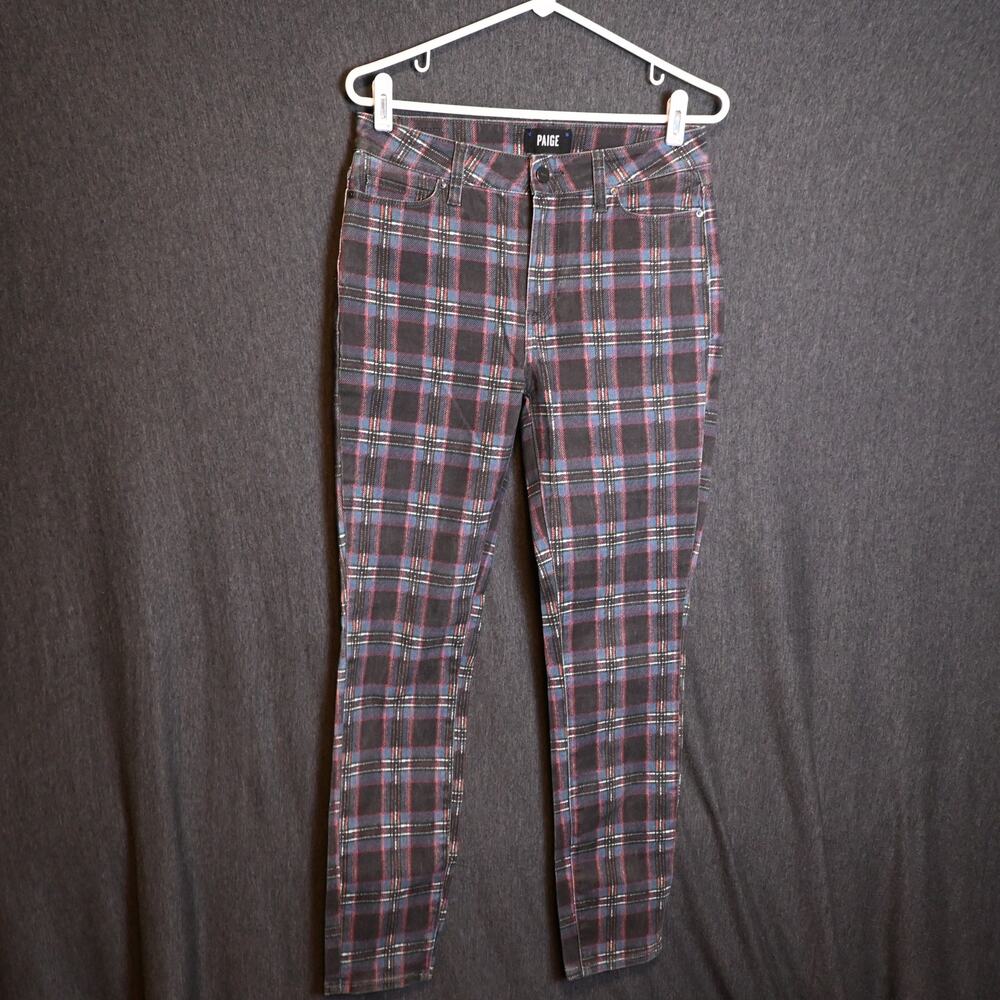 Paige Women's 29 Plaid Hoxton Ankle Ultra Skinny Tartan Pattern Jeans